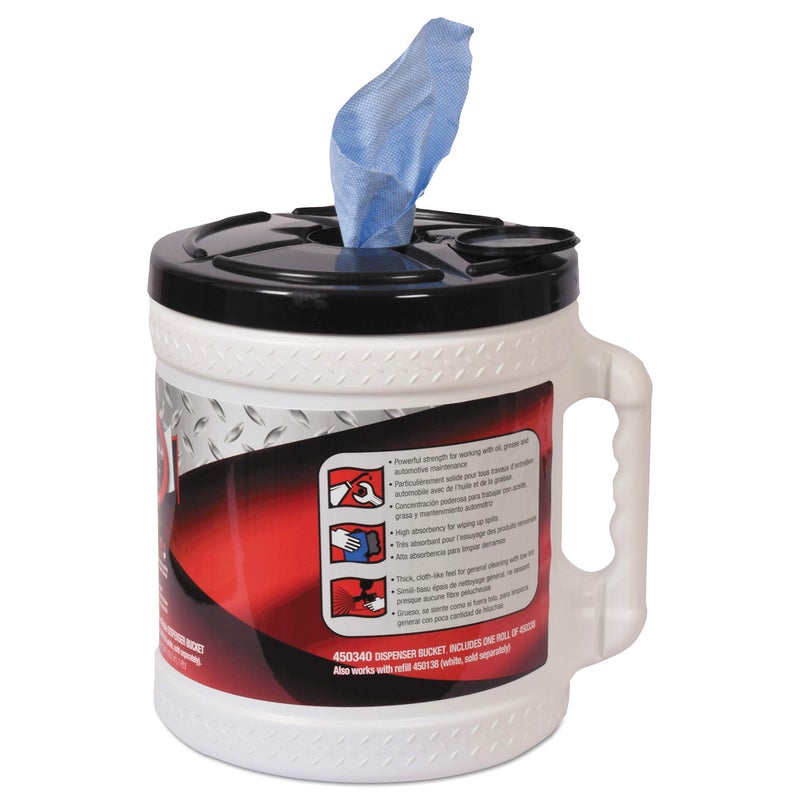 Tork ShopMax Heavy Duty Centerfeed Dry Wipe Bucket Blue W22, High Absorbency, 2 x 200 Wipes, 450340